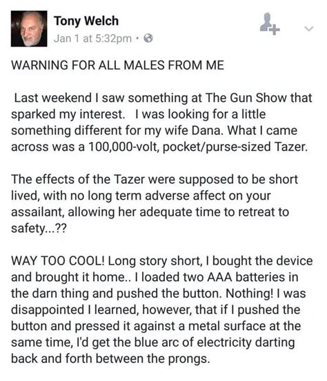 guy buys taser for wife.